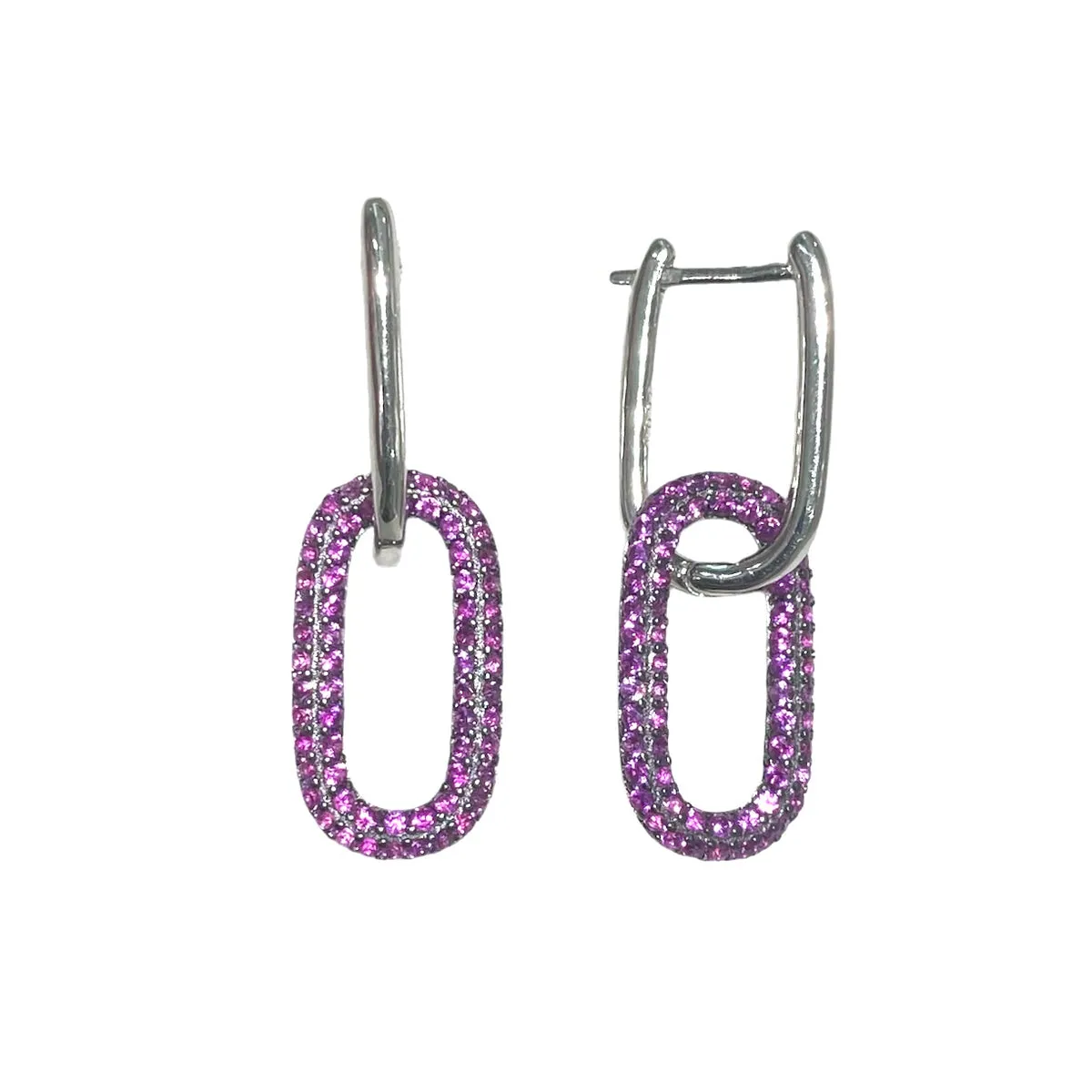 ORECCHINO OVALE PENDENTE FUCSIA