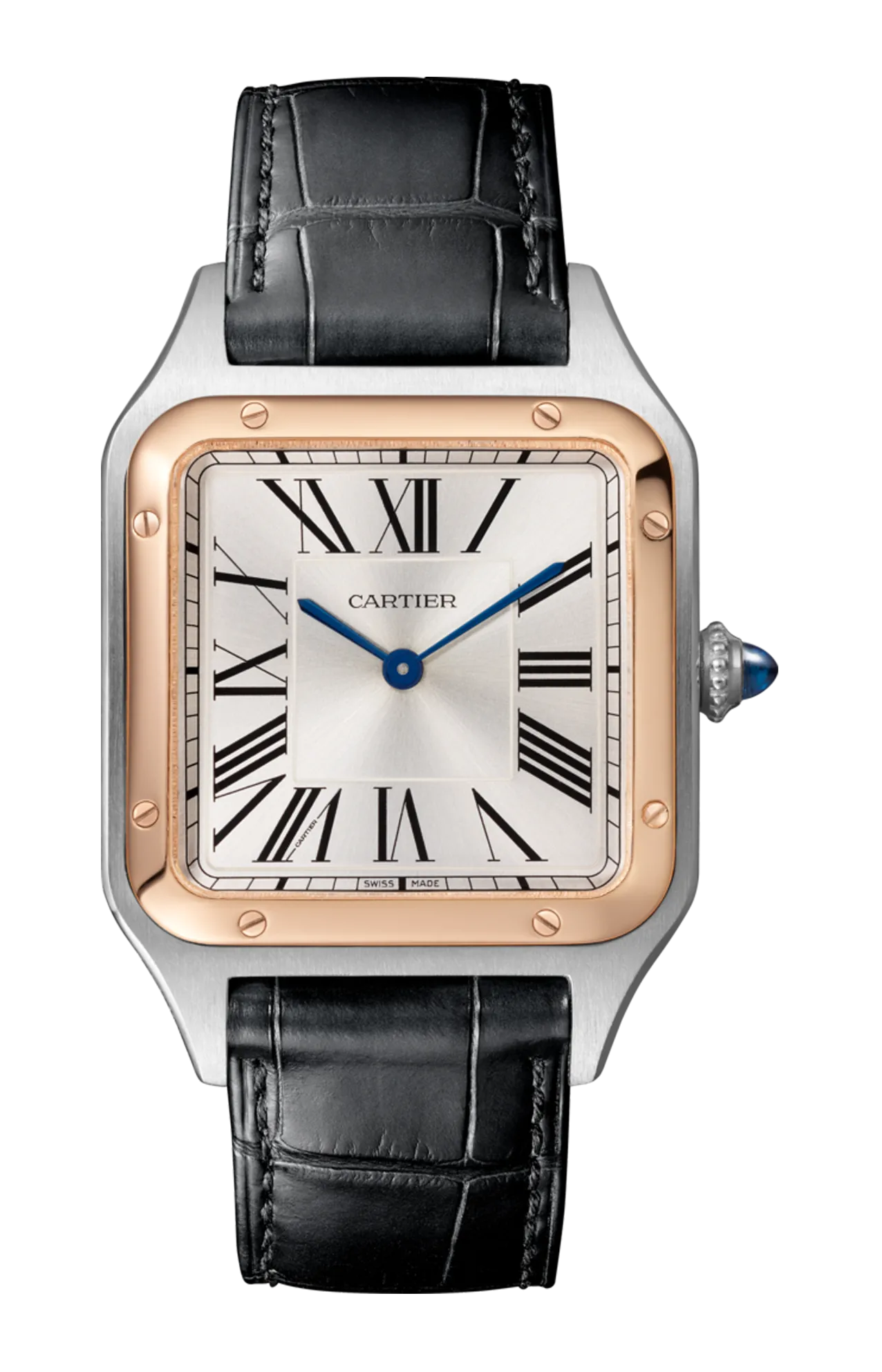 SANTOS DUMONT, MODELLO GRANDE, ACCIAIO, ORO ROSA, QUARZO - W2SA0037