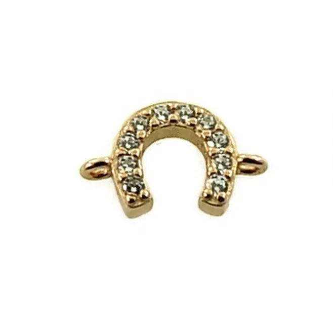 Connettore  ferro di cavallo 12x8 mm con pavè di zirconi bianchi argento 925 placcato oro rosa  1 pz