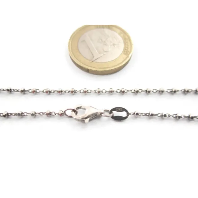 1 catenina  lunga 40 cm in argento 925 diamantato rodiato  pallini sfaccettati alternati
