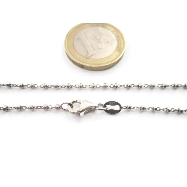1 catenina  lunga 90 cm in argento 925 rodiato diamantato  pallini sfaccettati alternati