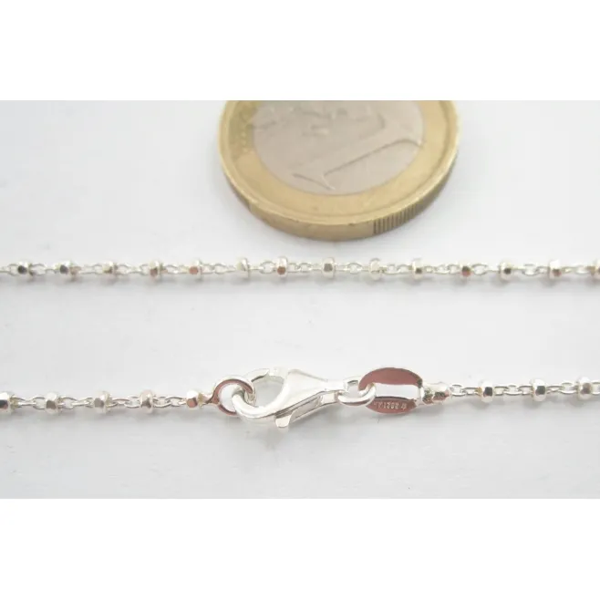 1 catenina  lunga 100 cm in argento 925 diamantato  pallini sfaccettati alternati