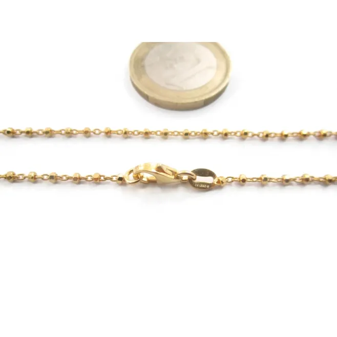catenina lunga 100 cm in argento 925 dorato pallini sfaccettati alternati