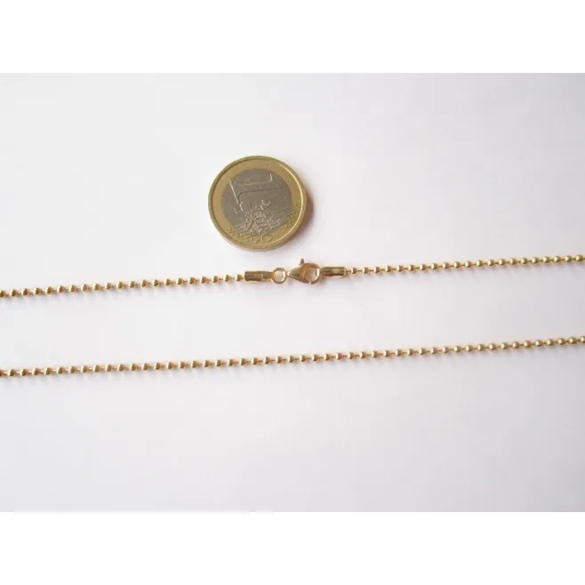 1 CATENINA IN ARGENTO 925 DORATA PALLINI LISCI  MADE IN  ITALY  LUNGA CM 54