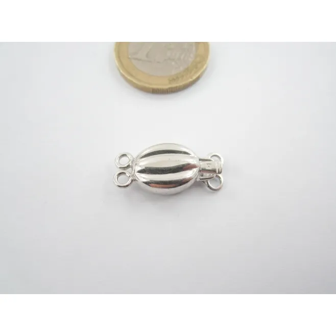 CHIUSURA OVALE SBALZATA 2 FORI ARGENTO 925 RODIATO 22X9 MM 1 PZ.