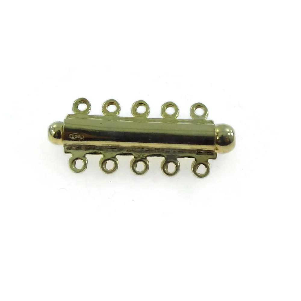 1 chiusura ad innesto  in argento 925 placcato oro giallo di 32 x 13 mm x 5 fili made in italy