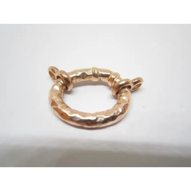 1 chiusura ovale a scomparsa argento 925 martellato placcato oro rosè 21x17 mm