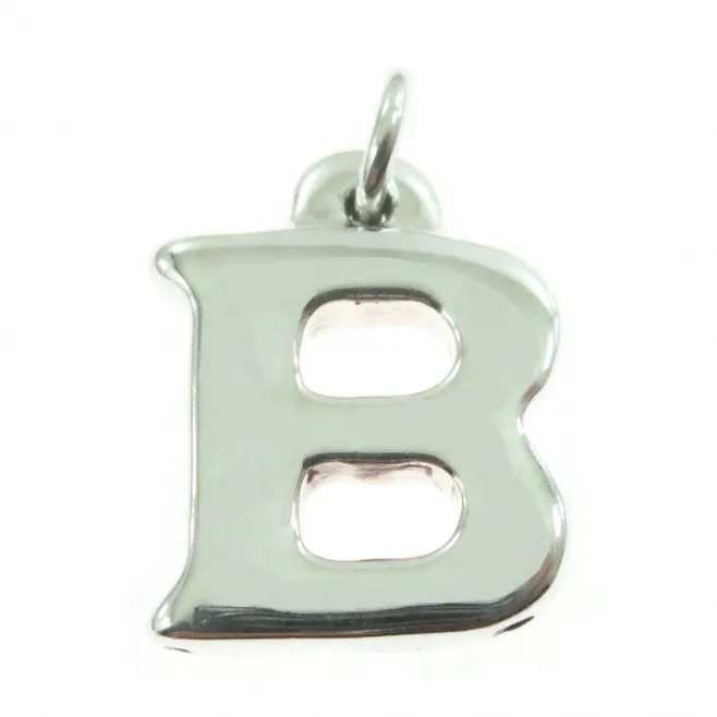 iniziale lettera B grande argento 925 tamburato misura 23x18,5 mm  1 pz