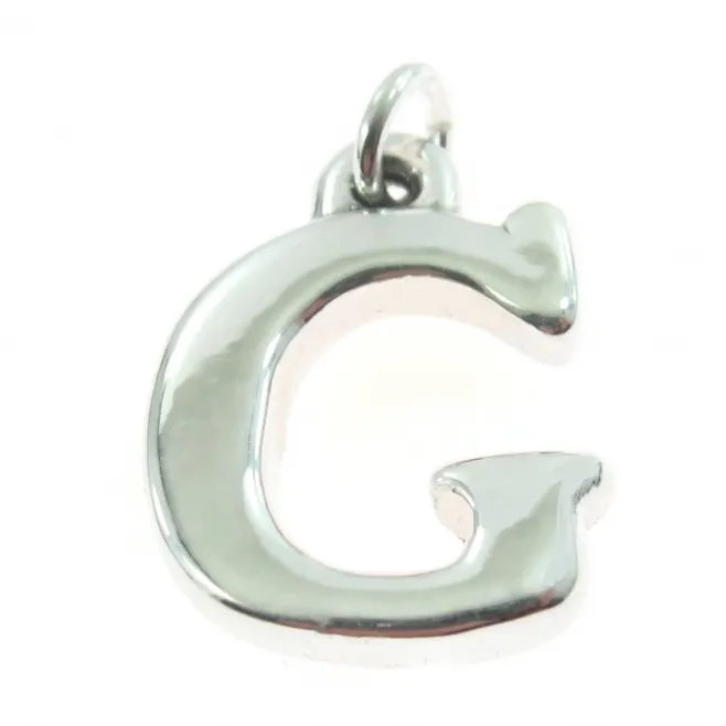 iniziale lettera G grande argento 925 tamburato misura 27,5x20 mm  1 pz