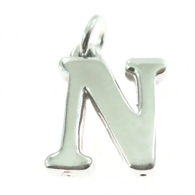 iniziale lettera N grande argento 925 tamburato misura 22x16 mm  1 pz