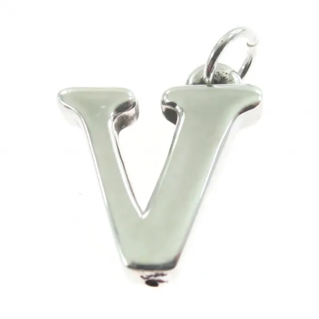 iniziale lettera V grande argento 925 tamburato misura 22x18 mm  1 pz