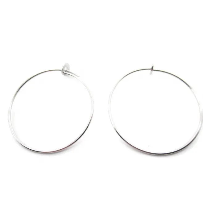 1 coppia di monachelle cerchio di 32 cm in filo argento 925 rodiato