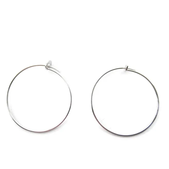 1 coppia di monachelle cerchio di 26 cm in filo argento 925 rodiato