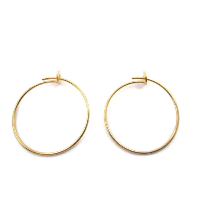 1 coppia di monachelle cerchio di 26 mm in filo argento 925 placcato oro giallo