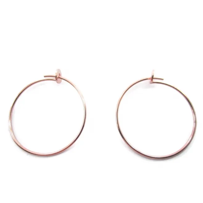 1 coppia di monachelle cerchio di 26 mm in filo argento 925 placcato oro rosa