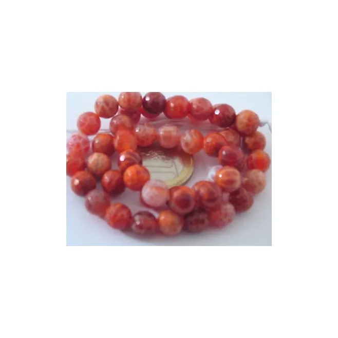 1 fILO DI 39 AGATE DEL FUOCO  SFACCETTATE  DIAMETRO 10 MM.LUNGO 39 CM