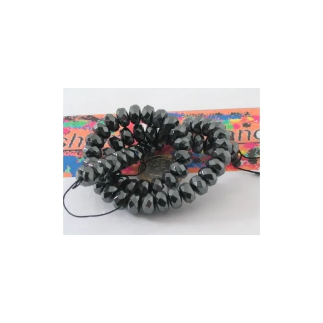 1 FILO DI  65 STONDATI SFACCETTATI IN  EMATITE  NATURALE 8x5 MM