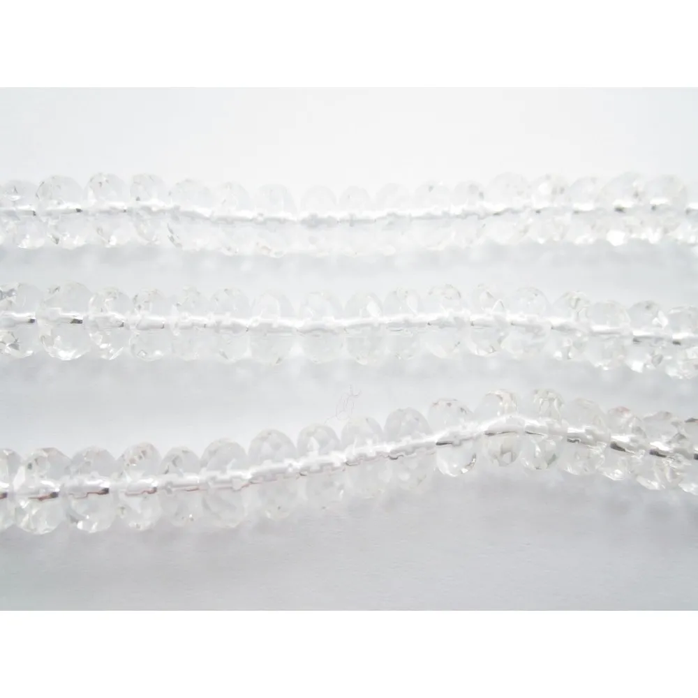 un filo di cristallo di rocca taglio rondella sfaccettato fine di 7x3,5 mm