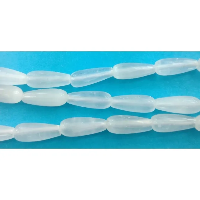 1 filo di gocce cabochon in Selenite naturale di 16x6 mm