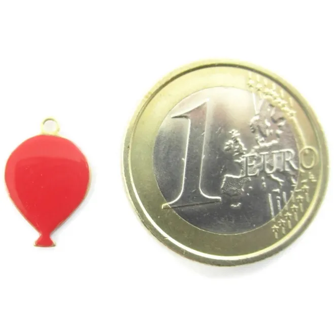 ciondolo charms palloncini rosso argento 925 placcato oro giallo di 14x9,5 mm