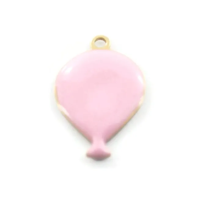 ciondolo charms palloncini rosa argento 925 placcato oro giallo di 14x9,5 mm