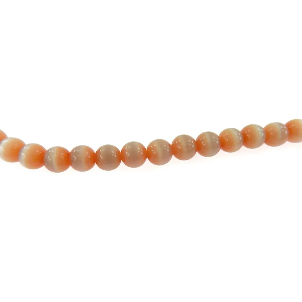 1 filo di perle color salmone occhio di gatto cabochon di 10 mm