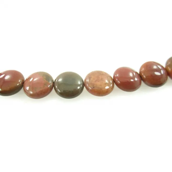 un filo di diaspro fossile tondine piatte cabochon prima scelta di 10x5 mm