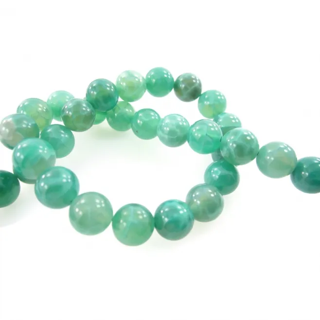 Filo agata del fuoco verde  cabochon di 10 mm  lungo 39 cm 1 filo