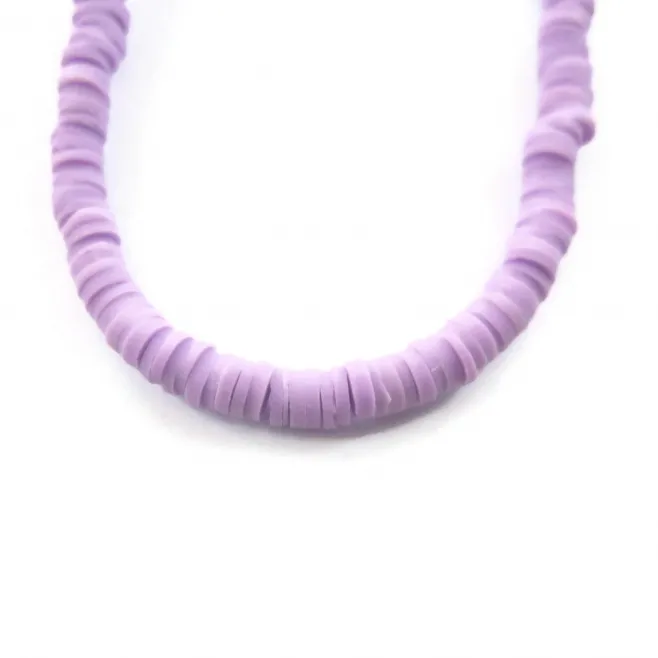 Rondelle heishi in gomma polimerica lilla di 8x1 mm 1 filo 40 cm