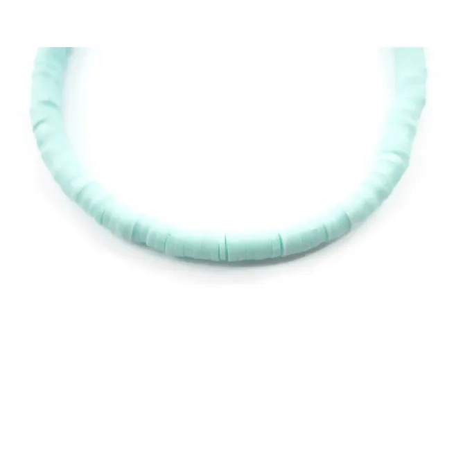 Rondelle heishi in gomma polimerica verde acqua di 8x1mm 1 filo 40 cm