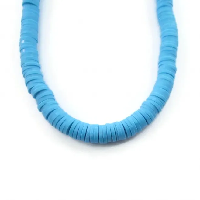 Rondelle heishi in gomma polimerica light blue di 8x1mm 1 filo 40 cm