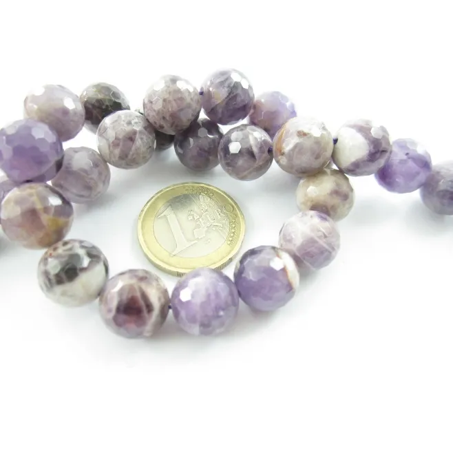 1 FILO DI  PERLE IN  QUARZO AMETISTA SFACCETTATA DA 12 MM LUNGO 40 CM