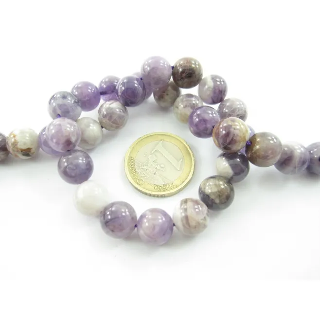 1 FILO DI  PERLE IN  QUARZO AMETISTA CABOCHON DA 12 mm