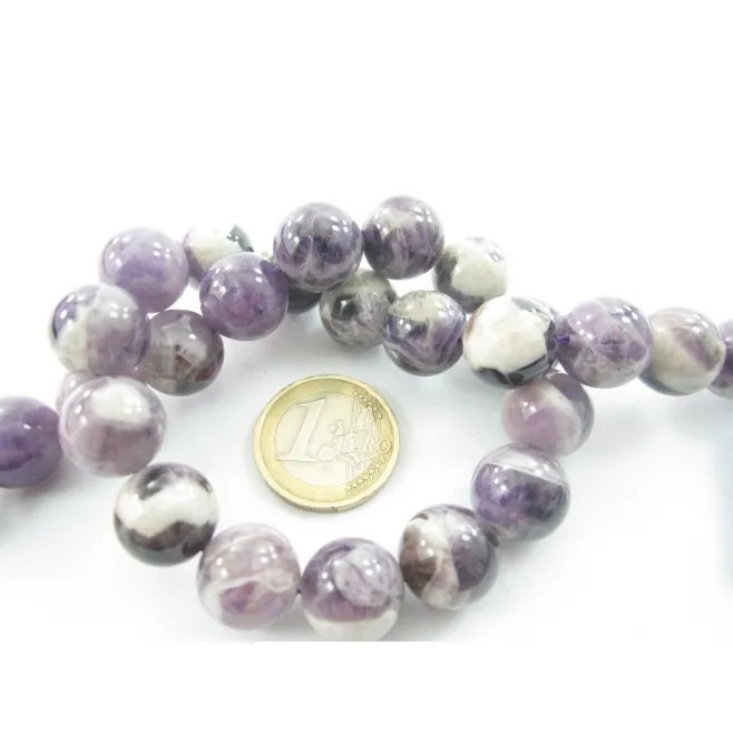 1 FILO DI  PERLE IN  QUARZO AMETISTA CABOCHON DA 14 mm