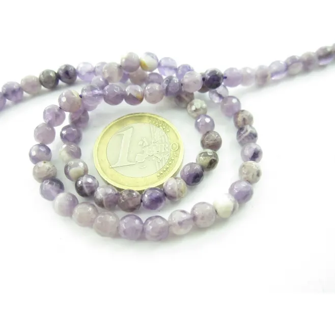 1 FILO DI  PERLE IN  QUARZO AMETISTA CABOCHON DA 6 mm