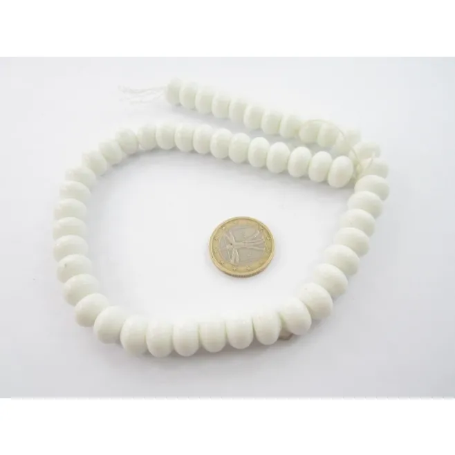 1 FILO DI  AGATA BIANCA SFACCETTATA STONDATA  8X4 MM + KIT MONTAGGIO