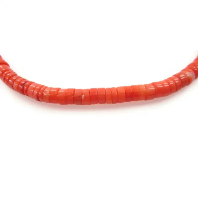 1 filo di corallo bambù rosa arancio  heishi di 6,5 mm lungo 40 cm