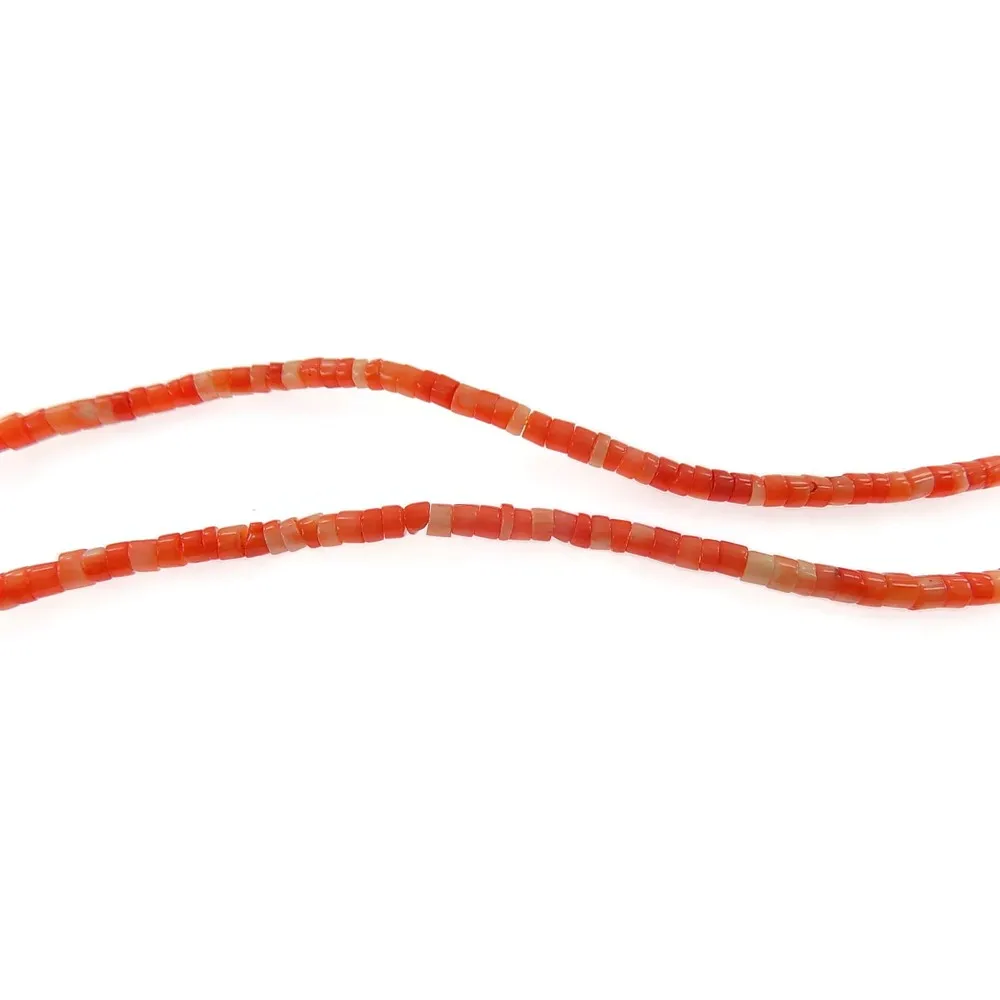 1 filo di corallo bambù rosa arancio  heishi di 5 mm