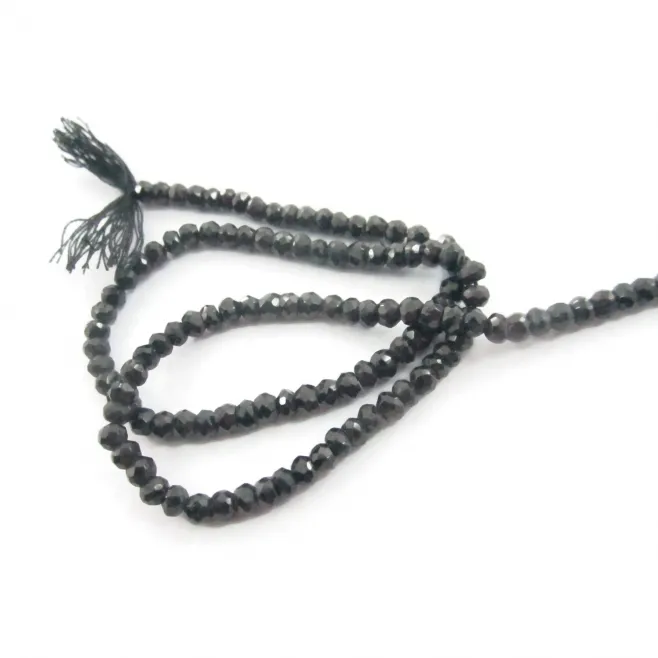 zirconi colore nero rondelle  sfaccettati di 3,5/4x3 mm 1 filo lungo 33 cm