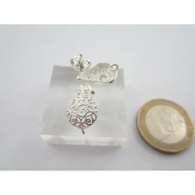 1 paio di basi per orecchini goccia filigrana argento 925