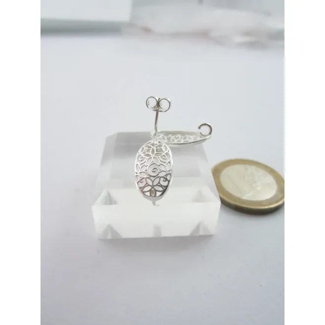 1 paio di basi per orecchini ovale filigrana argento 925