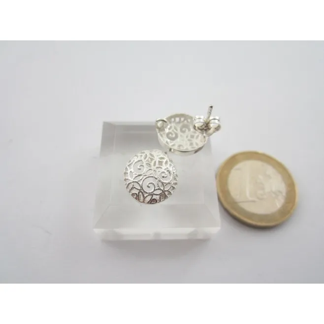 1 paio di basi per orecchini tondi filigrana argento 925