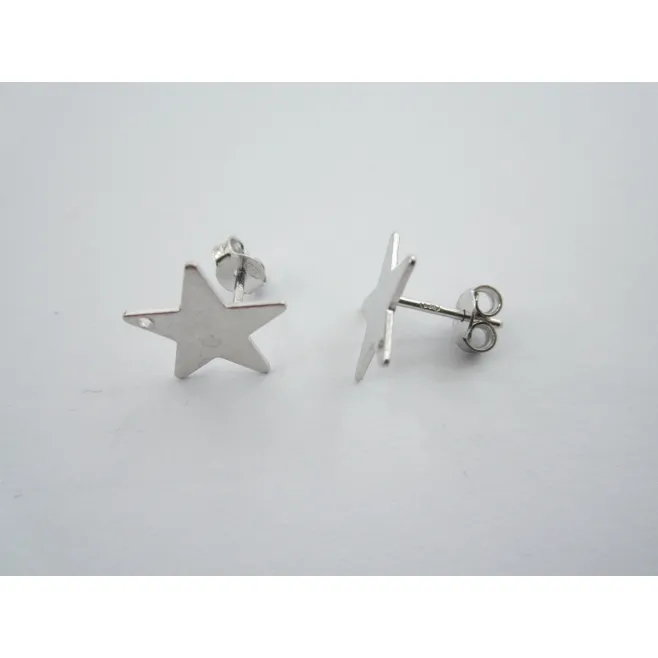 1 paio di basi per orecchini forma stella con foro in  argento 925 rodiato
