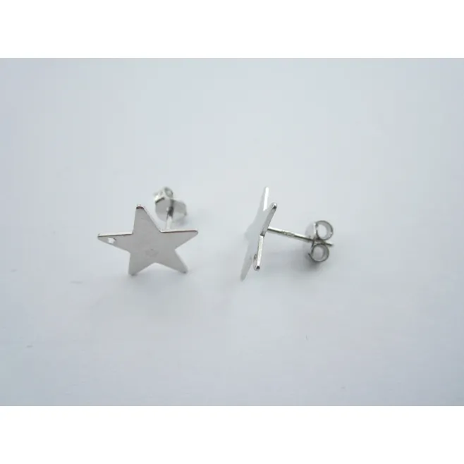 1 paio di basi per orecchini forma stella con foro in argento 925