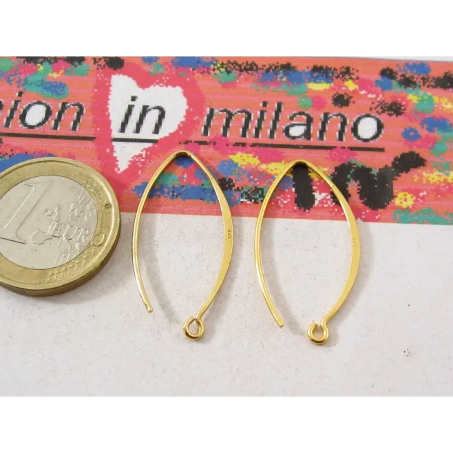 1 PAIO DI GANCI ORECCHINO AD AMO MEDIO LUNGHE IN ARGENTO 925 PLACCATO ORO GIALLO