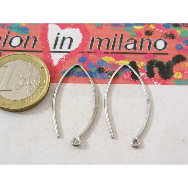 1 PAIO DI GANCI ORECCHINO AD AMO MEDIO LUNGHE IN ARGENTO 925 RODIATE