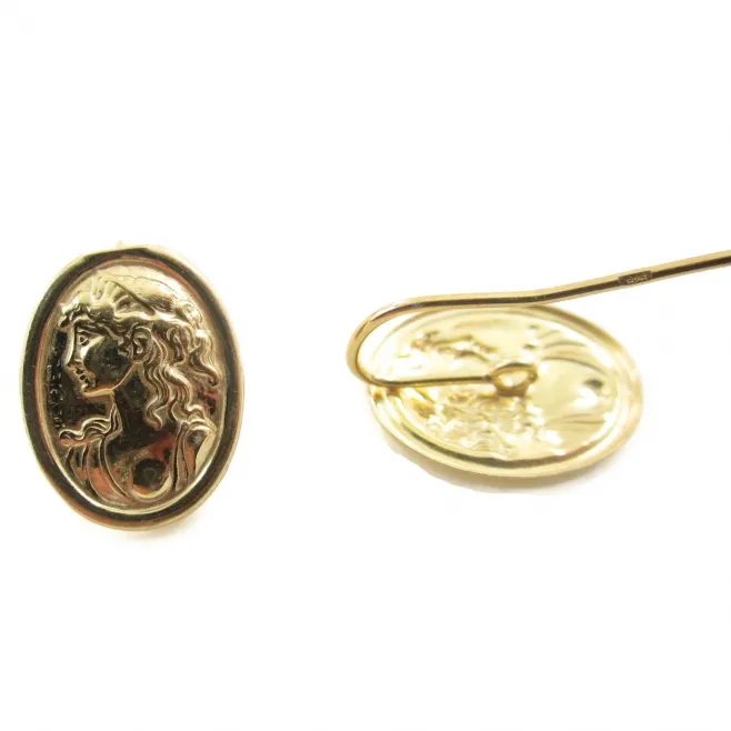 Orecchini sbalzati cammeo argento 925 placcato oro giallo 26x14 mm - 2pz