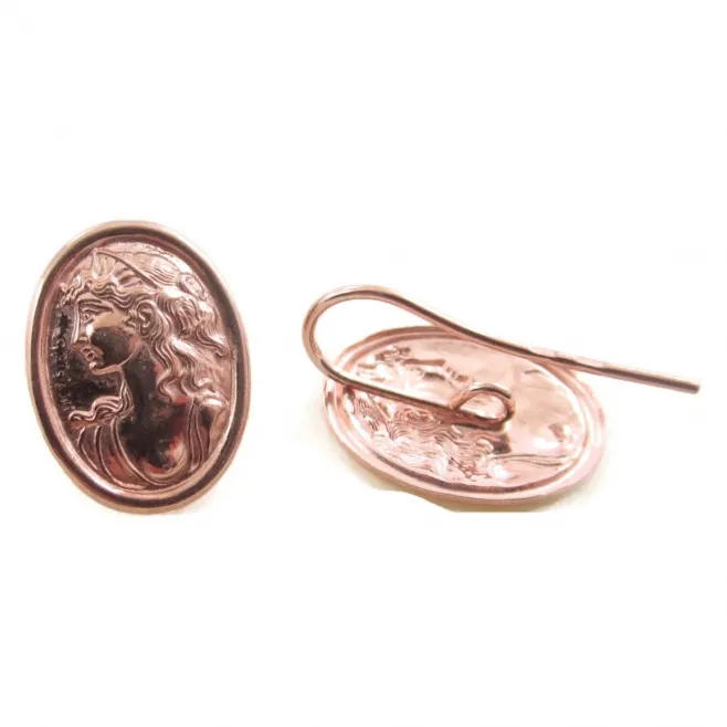 Orecchini sbalzati cammeo argento 925 placcato oro rosè 26x14 mm - 2pz