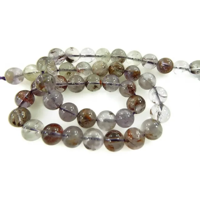 Ametista chiara con inclusioni di citrino e rutilo di 10 mm - 1 filo