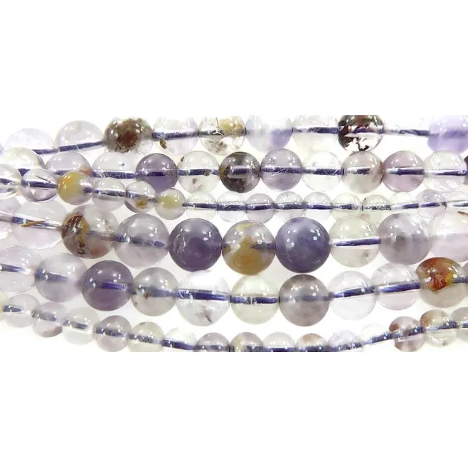 Ametista chiara con inclusioni di citrino e rutilo di 7,5 mm - 1 filo